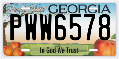 GA license plate PWW6578