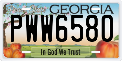 GA license plate PWW6580