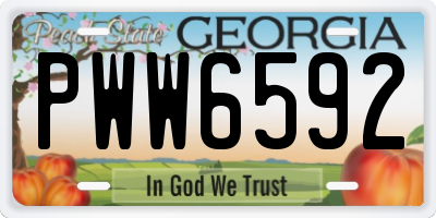 GA license plate PWW6592