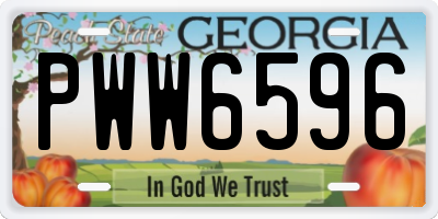GA license plate PWW6596