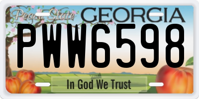 GA license plate PWW6598