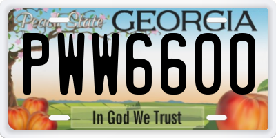 GA license plate PWW6600