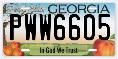 GA license plate PWW6605