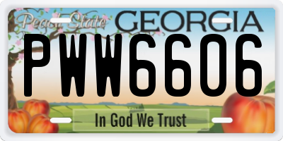 GA license plate PWW6606