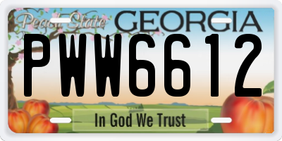 GA license plate PWW6612