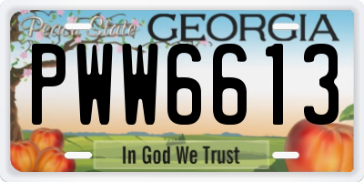 GA license plate PWW6613