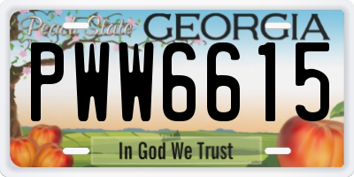 GA license plate PWW6615