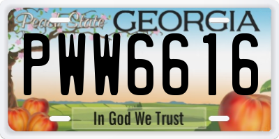GA license plate PWW6616