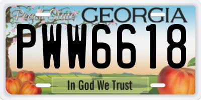 GA license plate PWW6618