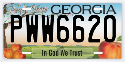 GA license plate PWW6620