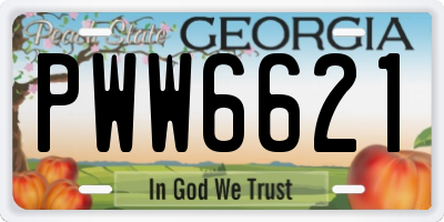 GA license plate PWW6621