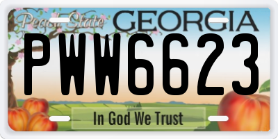 GA license plate PWW6623