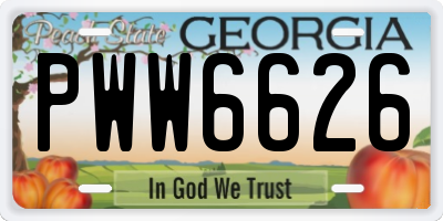 GA license plate PWW6626
