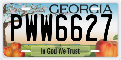GA license plate PWW6627