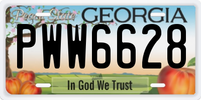 GA license plate PWW6628