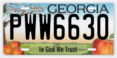 GA license plate PWW6630