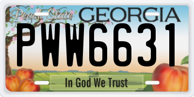 GA license plate PWW6631