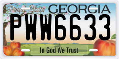 GA license plate PWW6633