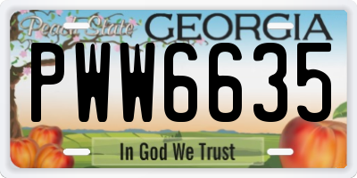 GA license plate PWW6635