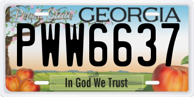 GA license plate PWW6637