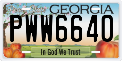 GA license plate PWW6640
