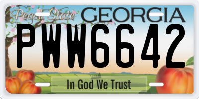GA license plate PWW6642