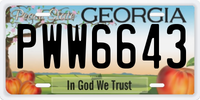 GA license plate PWW6643