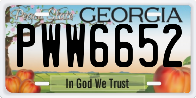 GA license plate PWW6652