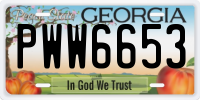 GA license plate PWW6653