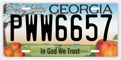 GA license plate PWW6657