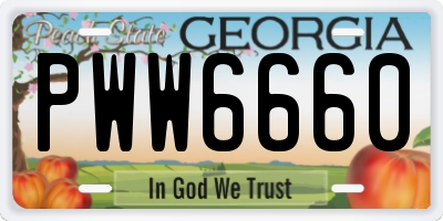 GA license plate PWW6660