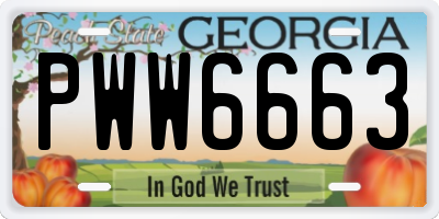 GA license plate PWW6663