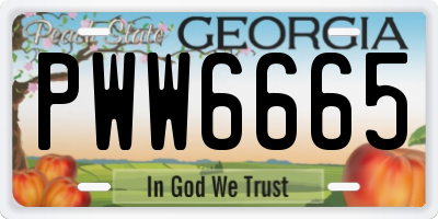GA license plate PWW6665