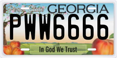 GA license plate PWW6666