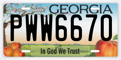 GA license plate PWW6670