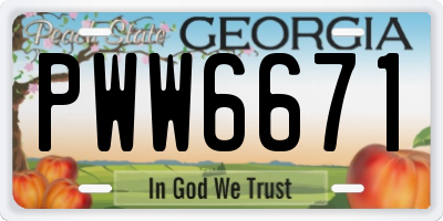GA license plate PWW6671