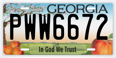 GA license plate PWW6672