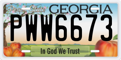 GA license plate PWW6673