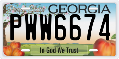 GA license plate PWW6674