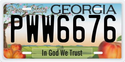 GA license plate PWW6676