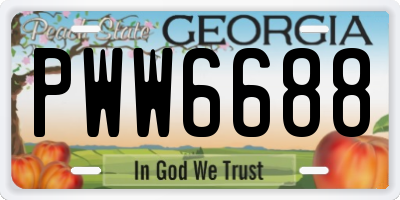 GA license plate PWW6688