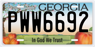 GA license plate PWW6692