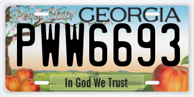 GA license plate PWW6693