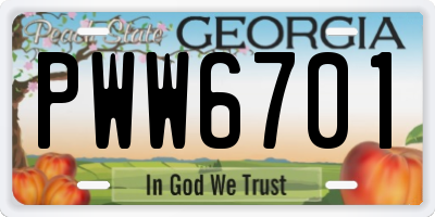 GA license plate PWW6701