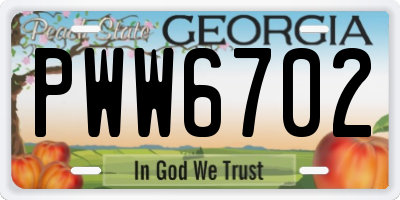 GA license plate PWW6702