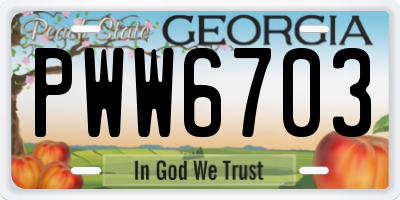 GA license plate PWW6703