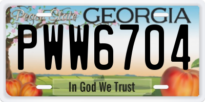 GA license plate PWW6704