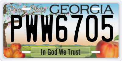 GA license plate PWW6705