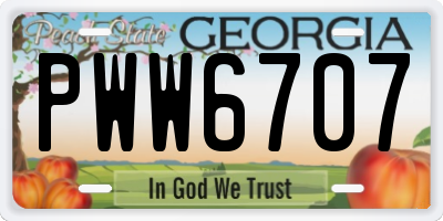 GA license plate PWW6707