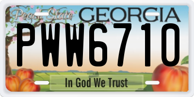 GA license plate PWW6710